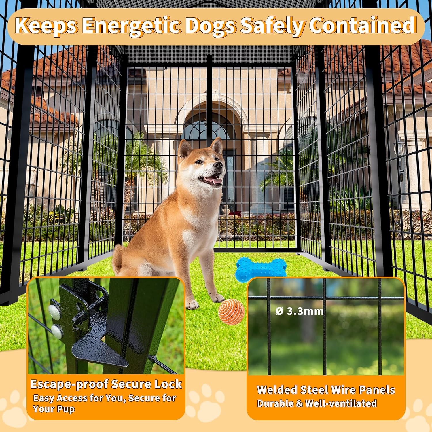Heavy-Duty Dog Kennel with Roo - Feeding 评论和价格