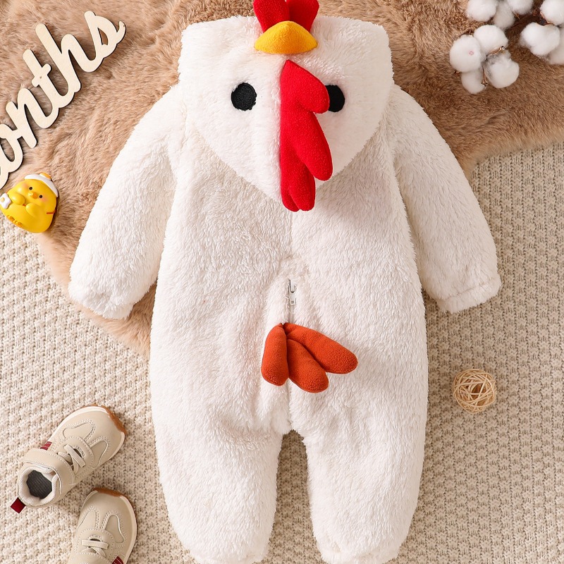 Newborn Baby White Chicken Rom - Cotton Baby Onesies Zipper 评论和价格