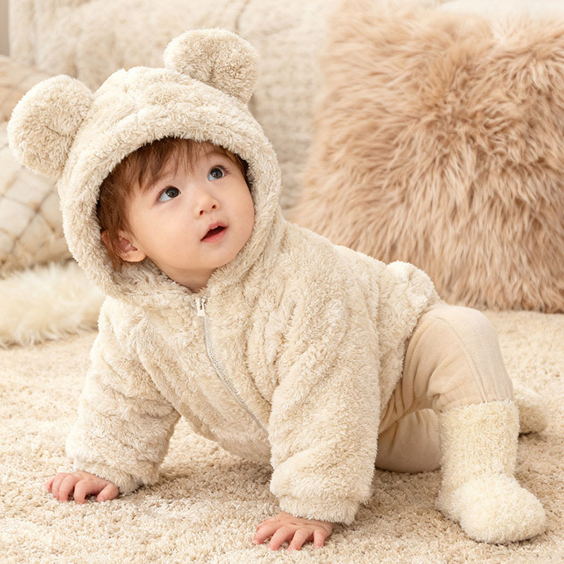 Kids Bear Ear Hooded Fleece Ja - Toddler Boy Winter Fleece Jacket 评论和价格