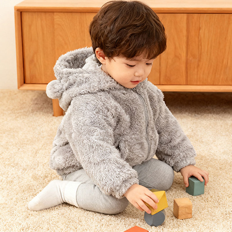 Kids Bear Ear Hooded Fleece Ja - Toddler Boy Winter Fleece Jacket 评论和价格