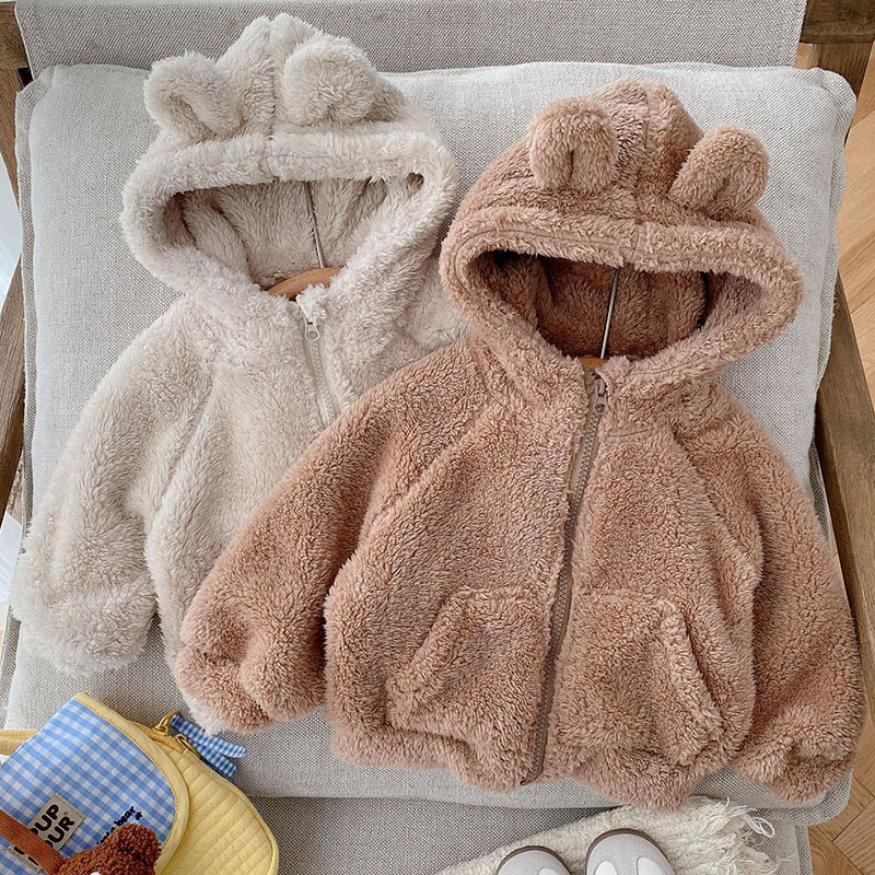 Kids Bear Ear Hooded Fleece Ja - Toddler Boy Winter Fleece Jacket 评论和价格