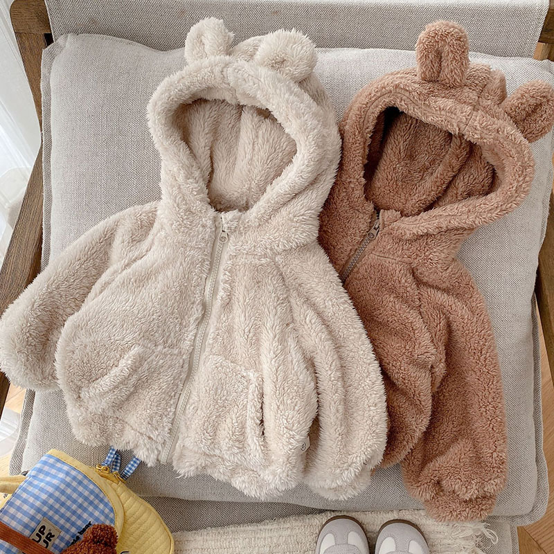Kids Bear Ear Hooded Fleece Ja - Toddler Boy Winter Fleece Jacket 评论和价格